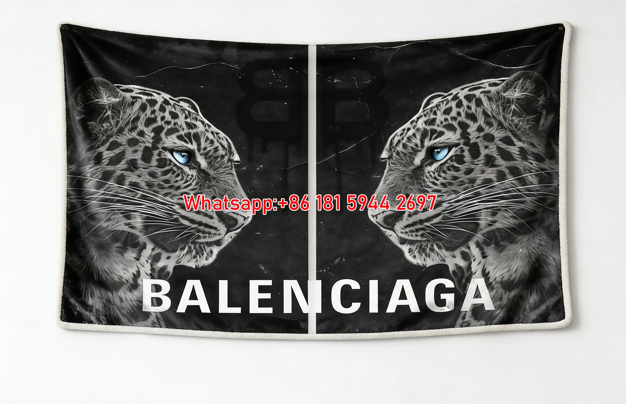 Balenciaga Leopard Twin Print Flannel Sofa Throw Blanket BA410